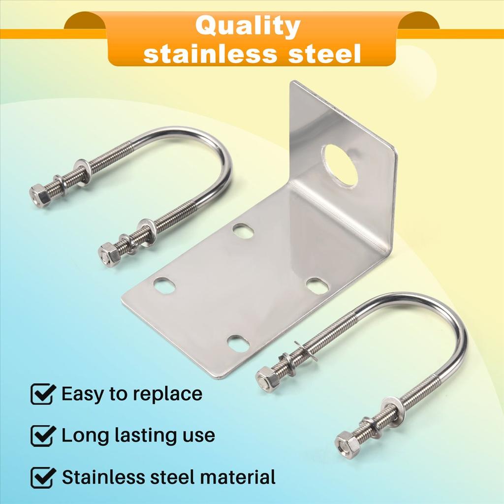 Stainless Steel Antenna Mount Bracket with U Style Bolts for Ham UHF VHF CB Cellular Trucker Antenna Use Accepted