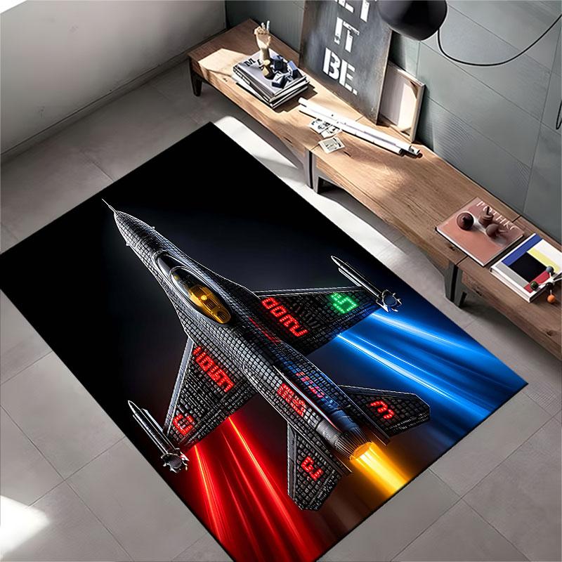 Futuristic Jet Design Carpet suitable as a non-slip mat for the living room or bedroom sofa
