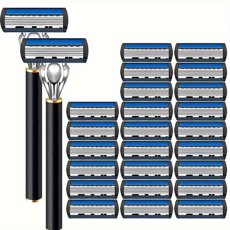Men's Manual Razor with 6-Layer Stainless Steel Blades and Metal Handle for Cross-Border Dropshipping
