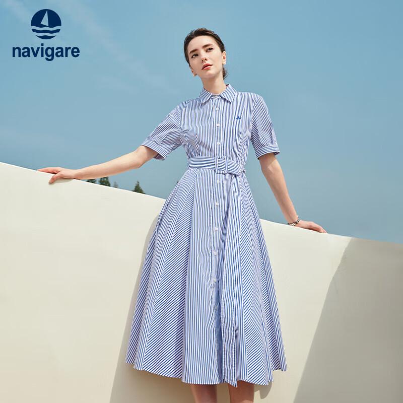 Navigare Women s X-Line Striped Short-Sleeve Shirt Dress L