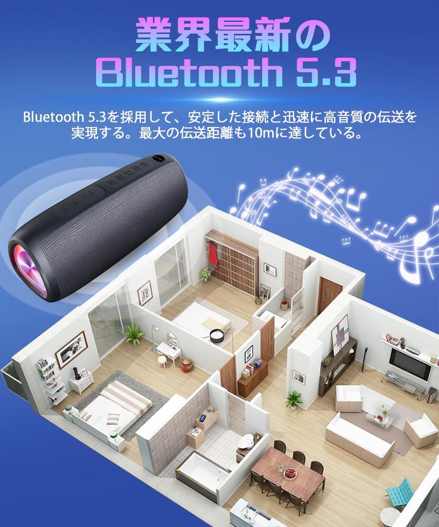 Bluetooth Speaker Latest Wireless Speaker with Continuous Enhanced Bluetooth True Wireless TWS Type C LED IPX7 Compact and Can be Used in the Japanese