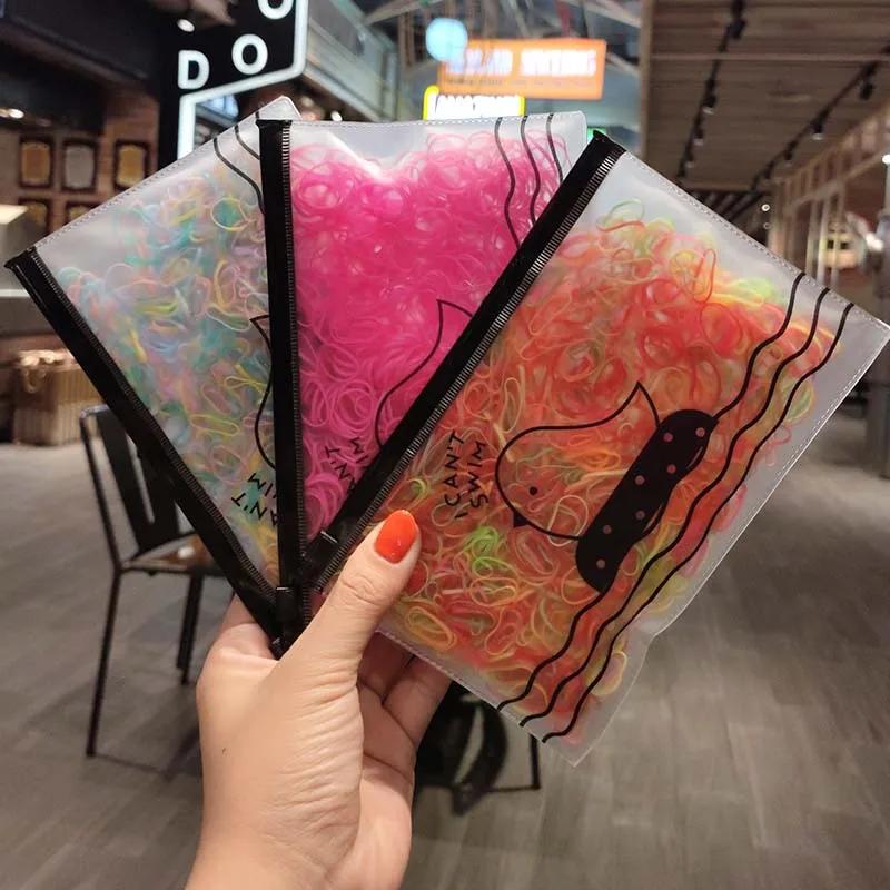 1000 Pcs Clear & Black Small Rubber Bands Colorful Elastic Hair Ties Ponytail Holders for Baby Girls Hair Accessory