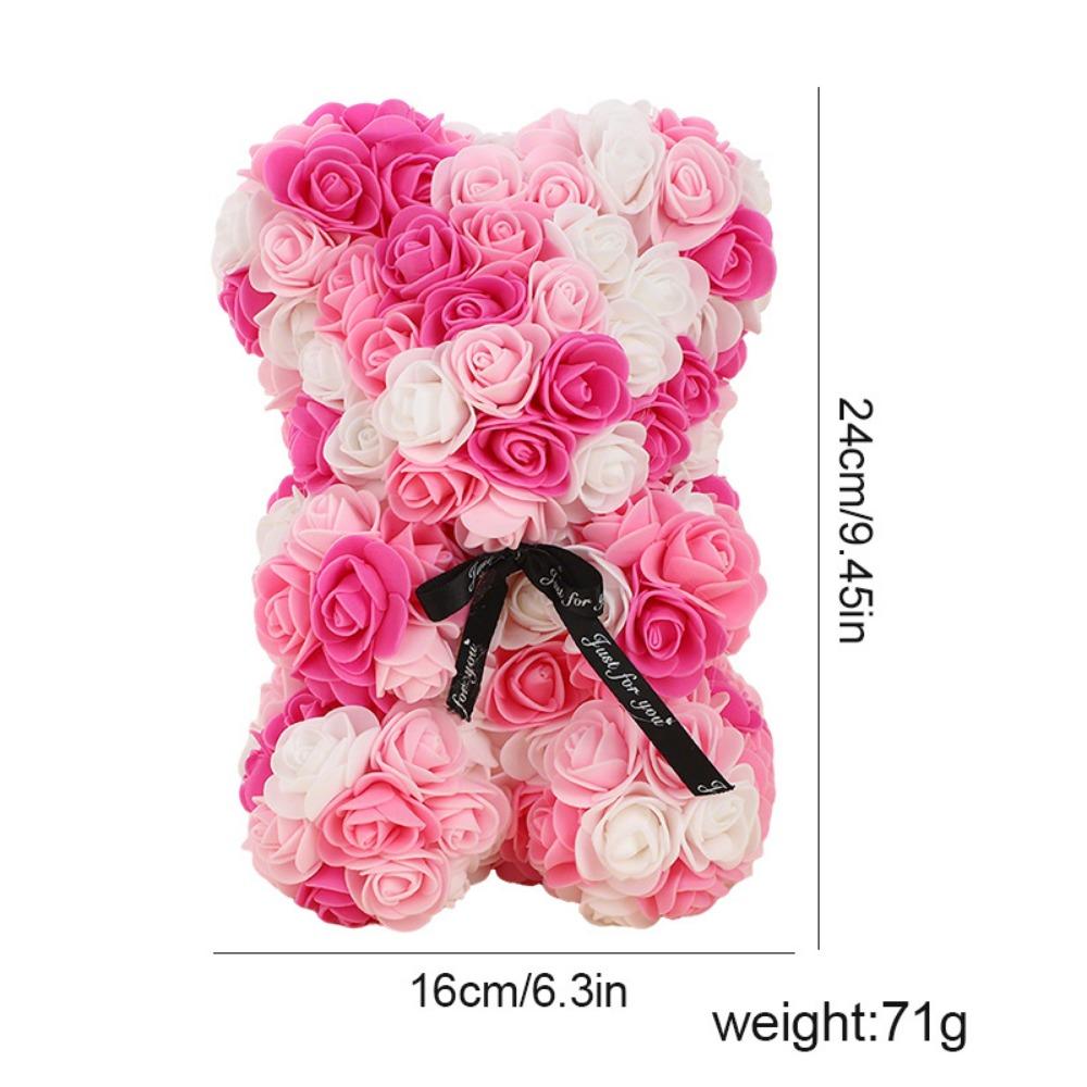 16*24cm Künstlicher Teddy-Rosenbär Mehrfarbig Romantisches Valentinstagsgeschenk Blumenbär Muttertags-Ewiger Blumenbär