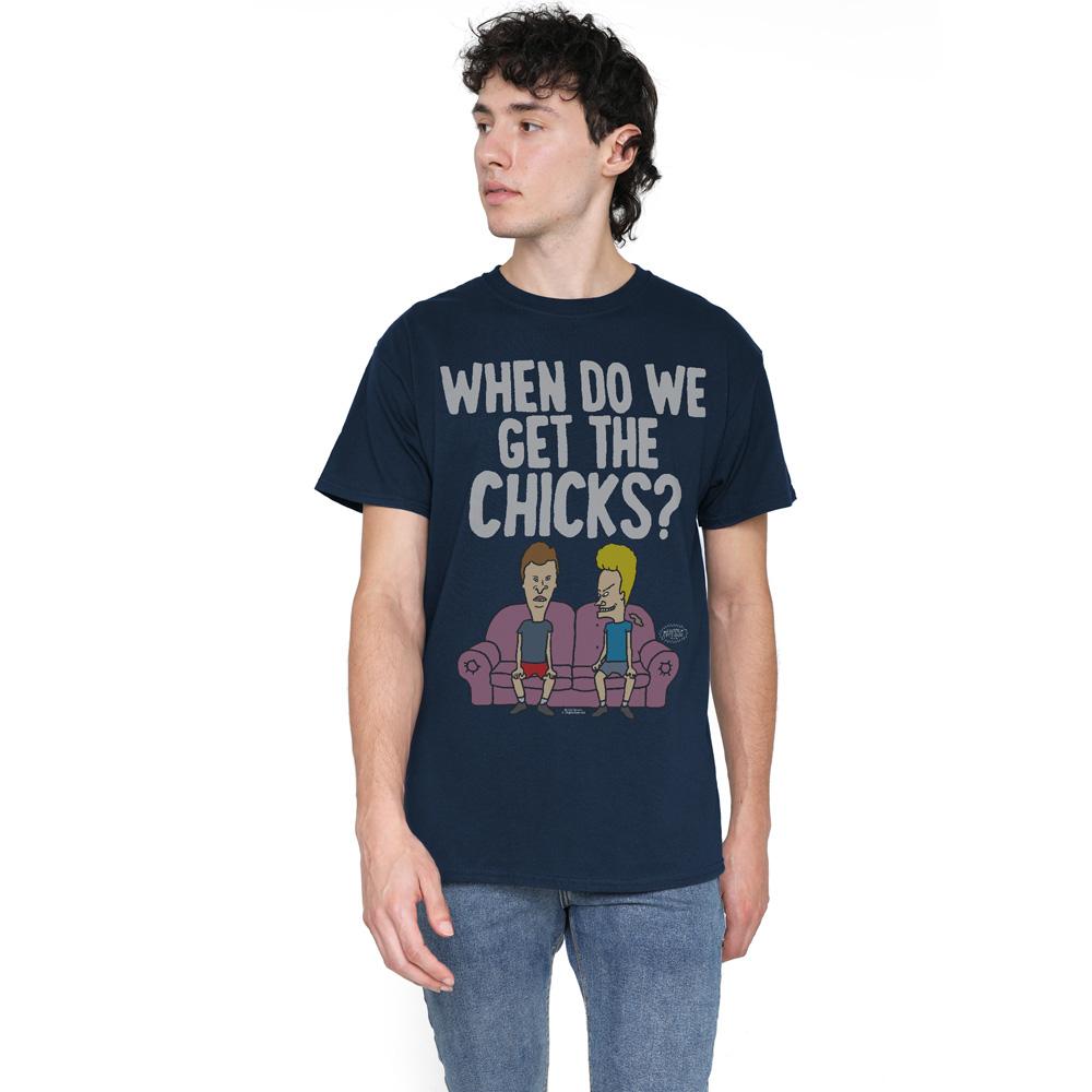 Beavis & Butthead Mens When Do We Get The Chicks? T-Shirt