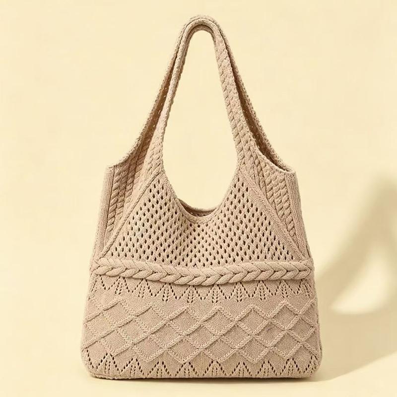 Yogodlns Designer Knitted Handbags Female Large Capacity Totes Women's Pack Summer Beach Bag Big Purses Casual Hollow Woven Shoulder Bags