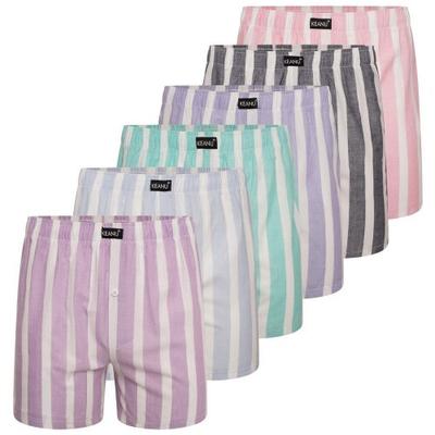 Keanu Mens Pastel Striped Woven Boxer Shorts (Pack of 6)