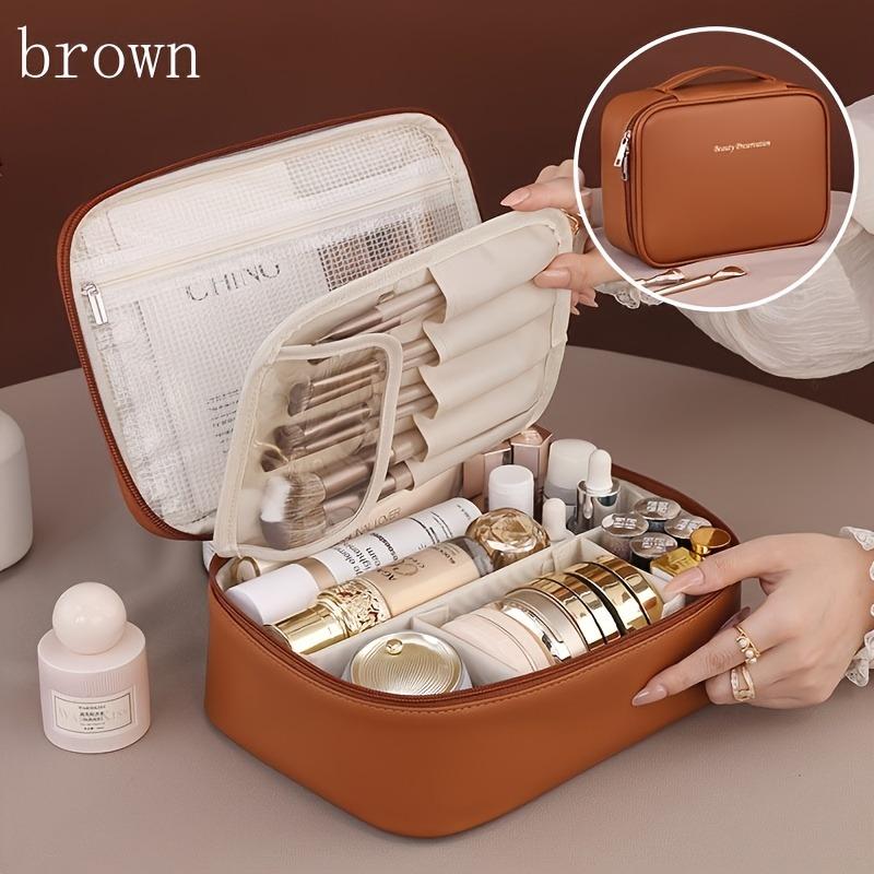 1PC multi-layer large-capacity removable cosmetic bag, travel cosmetic storage bag with brush storage, unisex portable beauty essential small bag,