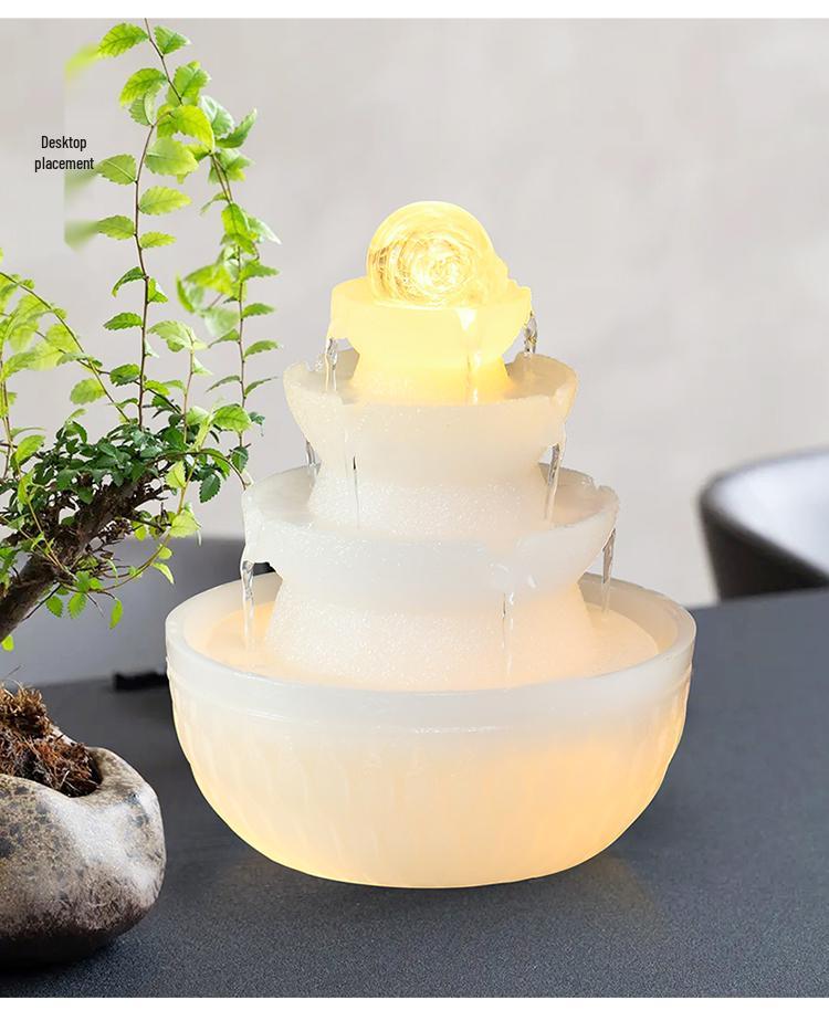 Feng Shui Wohlstandsrad Kristallkugel-Wasserbrunnen mit drehbarer Perle und Beleuchtung