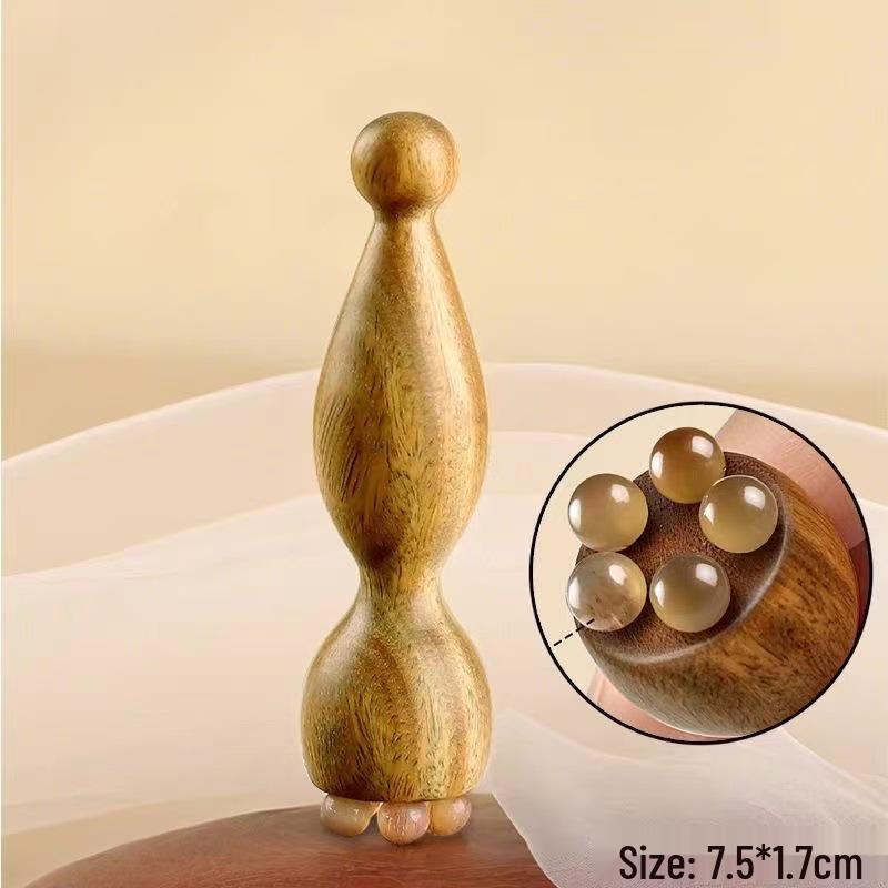 Green & Purple Sandalwood Sheep Horn Guasha Stick for Face and Body Massage