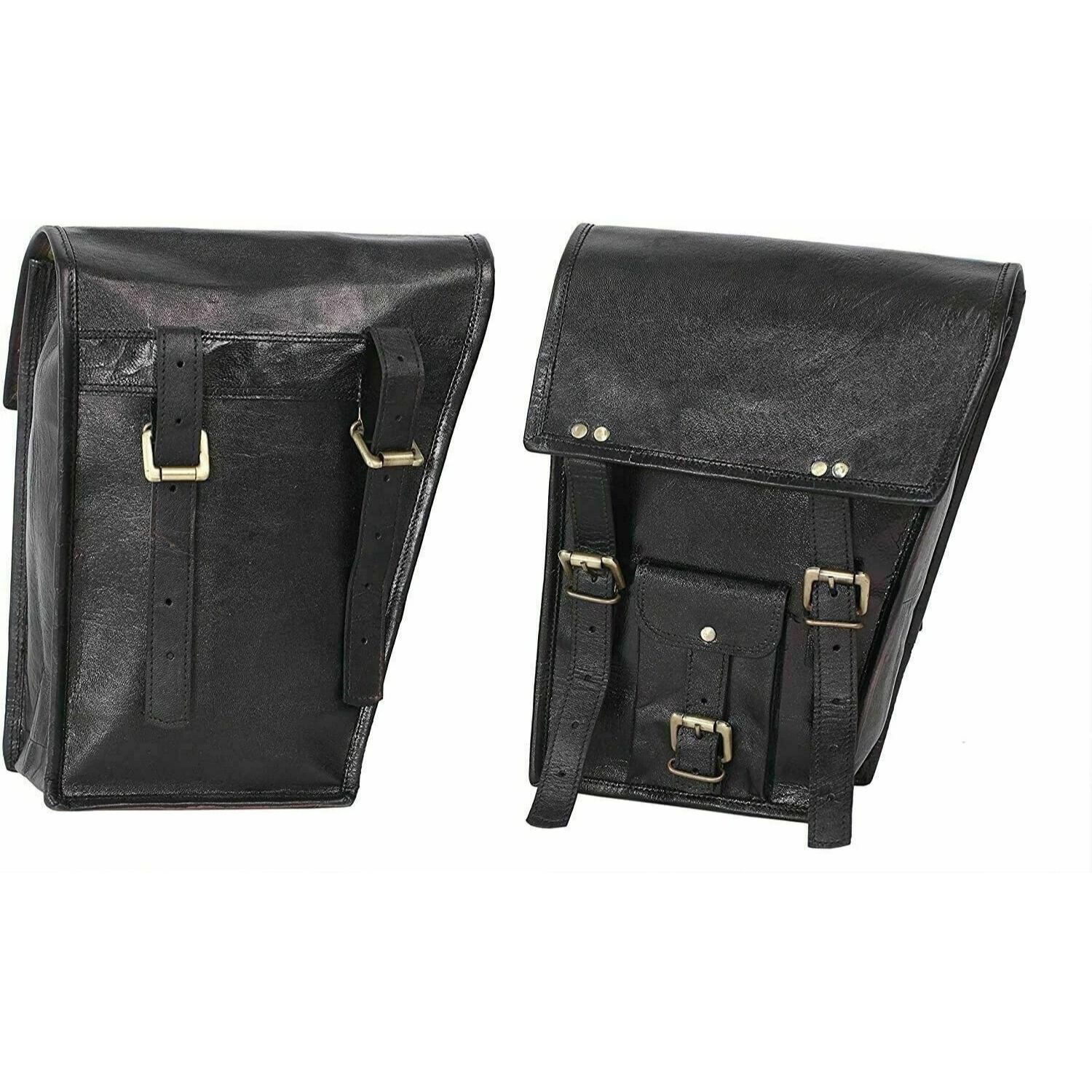 

Боковые черные кожаные сумки-кофры с 2 отделениями для мотоцикла, 2 шт. 11 x 9 x 4 in
