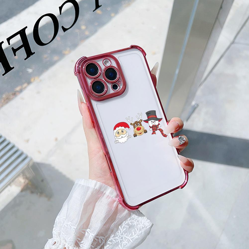 Ae120 Merry Christmas Santa Design Electroplated TPU Phone Cases for Samsung A54 A12 A14 S23 S24 Ultra A55 A15 S20 S21 FE Four Corner Protection Cover