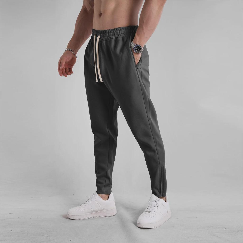 Men's Slim Fit Zippered Cotton Sweatpants for Spring & Autumn – Casual Outdoor Sportswear