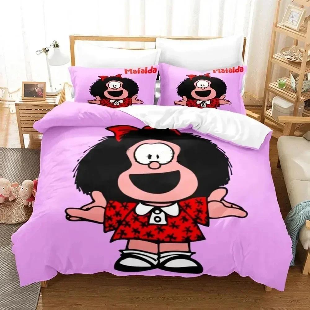 Cartoon Duvet Cover 3D Print Mafalda Bedding Set Bed Set Quilt Cover Pillowcase Comforter King Queen Size Boys Adult Bedding Set