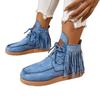 Damen Übergröße Schnür-Knöchel-Quastenstiefel Neuer Herbst-/Winter-Stil Römisch inspiriert Vielseitige flache Knöchelstiefel