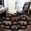 1PC Elephant Mandala Office Round Area Rug, Mat Suitable For Office, Under Office Chairs Bedroom Living Room Home Decor, Room Deco