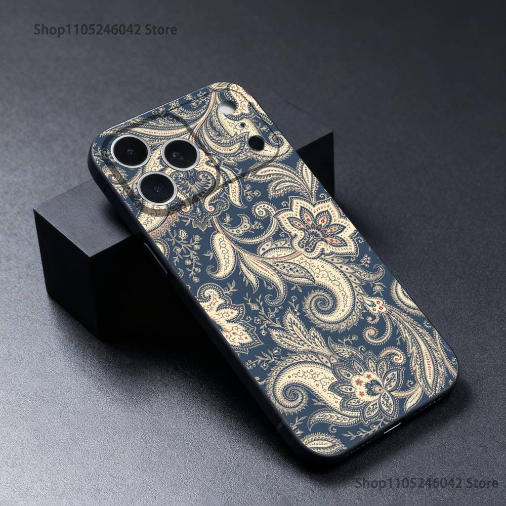 Bandana Pattern Phone Case For iPhone 17,16,15,14,13,12,11,Pro,XS,Max,XR,Plus,E,SE4,Mini Black Soft Cover