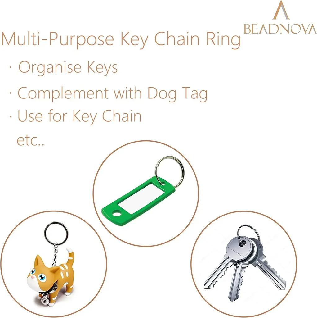 100/20Pcs DIY Polished Silver Keyring Stainless Steel Hole Round Key Ring Chain Rhodium Plated Round Split Keychain Wholesale