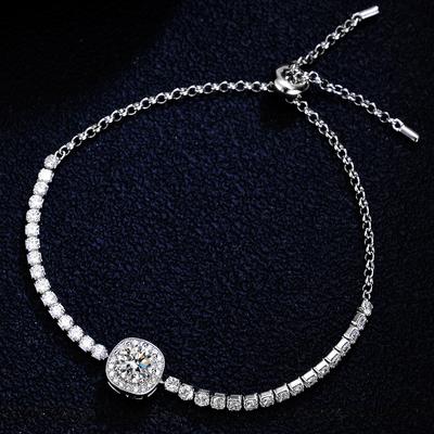 S925 Gümüş Bileklik Moissanite Bileklik Moissanite Kare Çanta Basit Kadın Stili