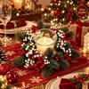Flower Artificial Wreath Candle Rings Red Berry Pillar Candlestick Wreath Candle Holder  Party