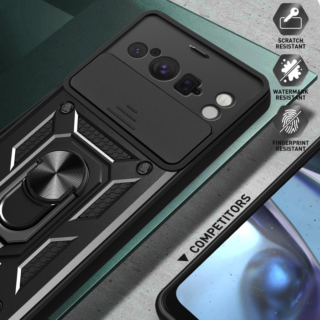 For Google Pixel 8 Pro Case Rear Lens Protection PC+TPU Anti-scratch Phone Cover with Kickstand