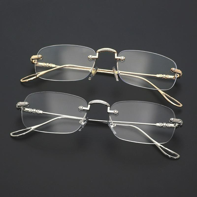 Vintage Rimless Eyeglasses Women Anti-Blue Light Harajuku Metal Square Rectangle Glasses Optical Spectacle Reading Eyewear