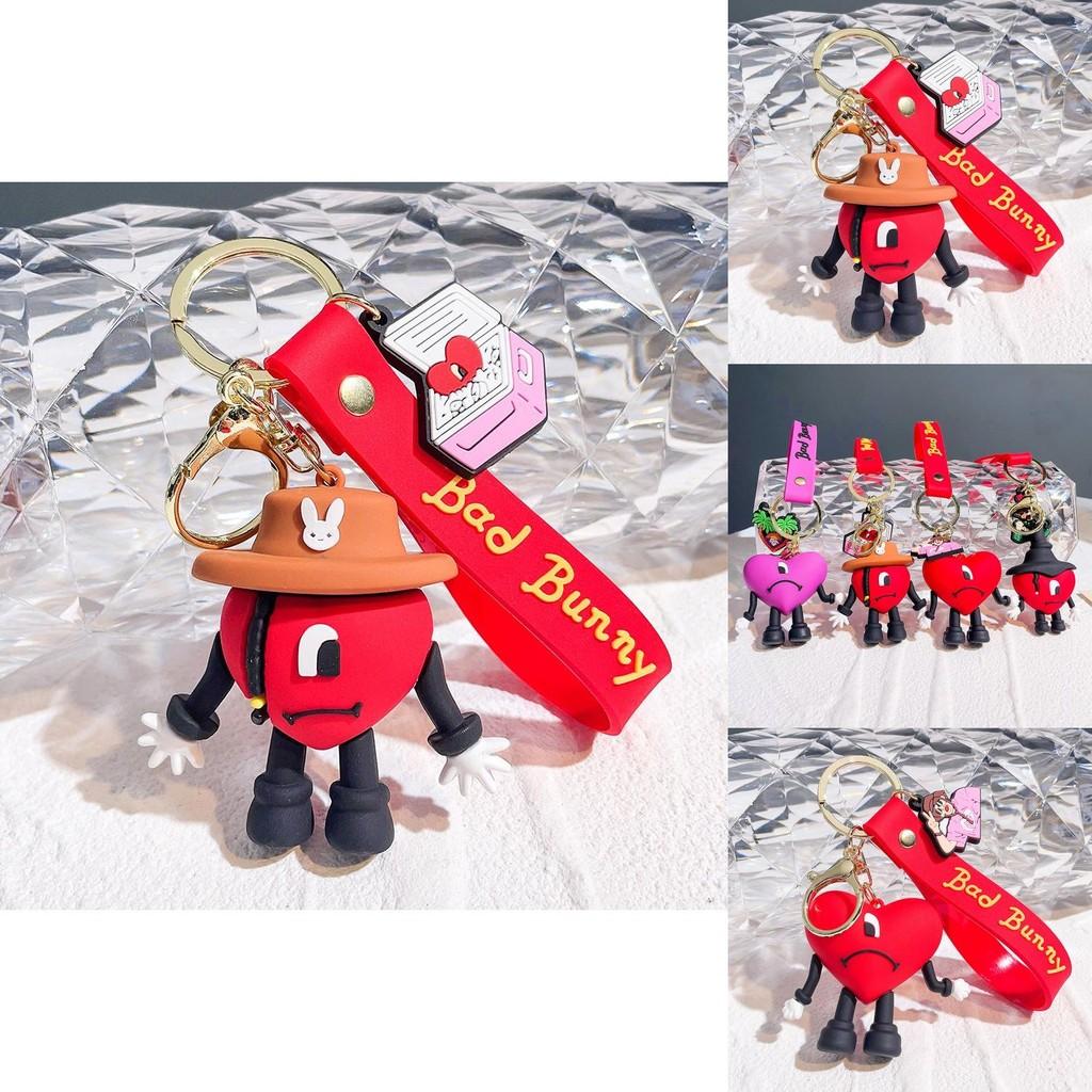 Soft Rubber Alloy Bad Bunny Key Ring Pendant Kids Xmas Decoration Gift