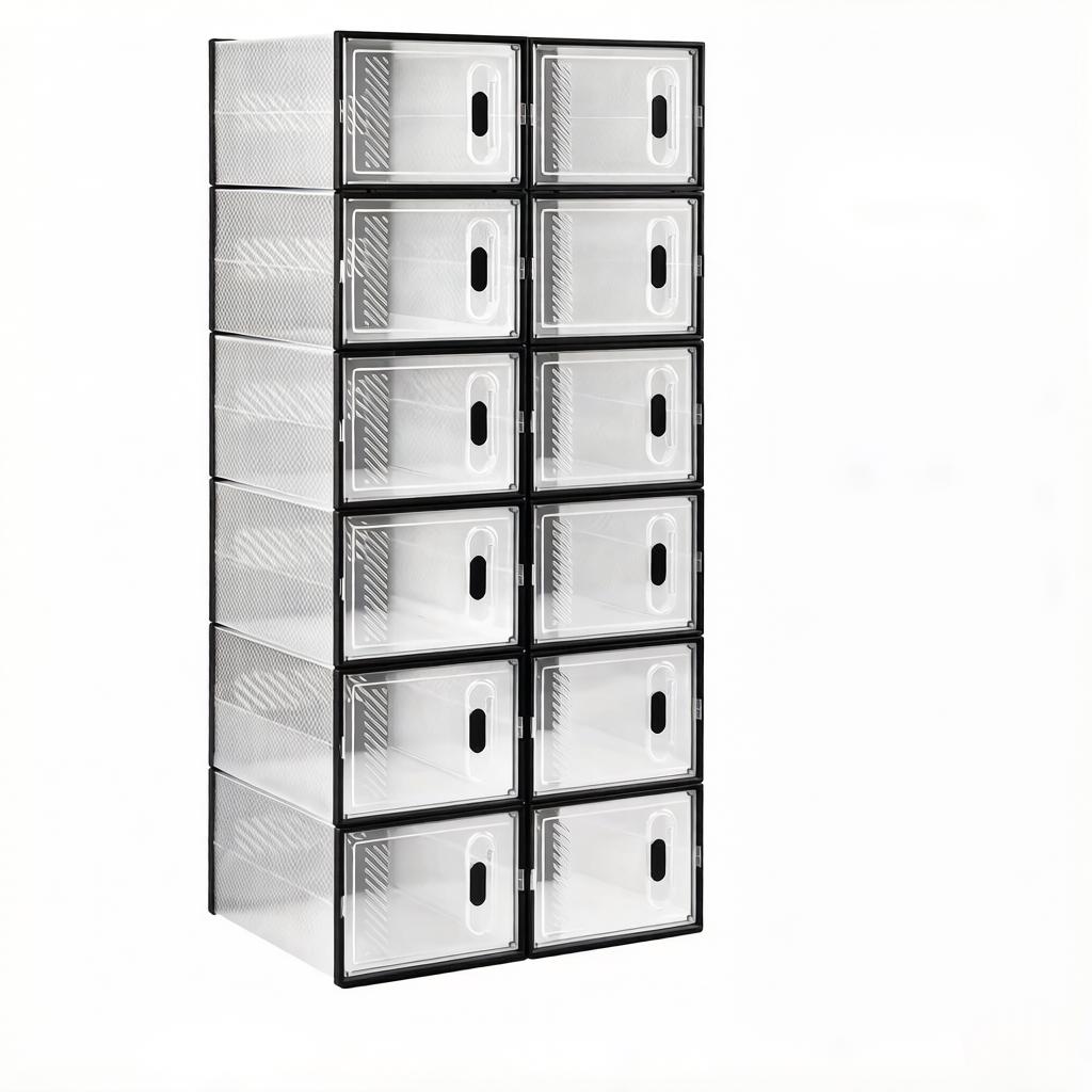 Stackable Shoe Storage Box,Storage Box,Modular Shoe Rack,Bookshelf,Toy Organizer,Wardrobe,Bathroom Cabinet(only with 12Pcs Storage Box)