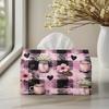 1pc 2D Flat, Pink Plaid Floral Style Tissue Box for Home, Office, Cafe, Valentine'S Day Perfect for Home Decor, Ideal for Dinner Parties
