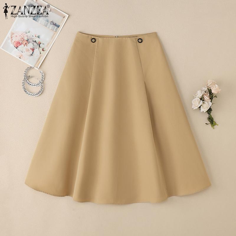 ZANZEA Women Casual Solid Color Loose Midi Long Skirts