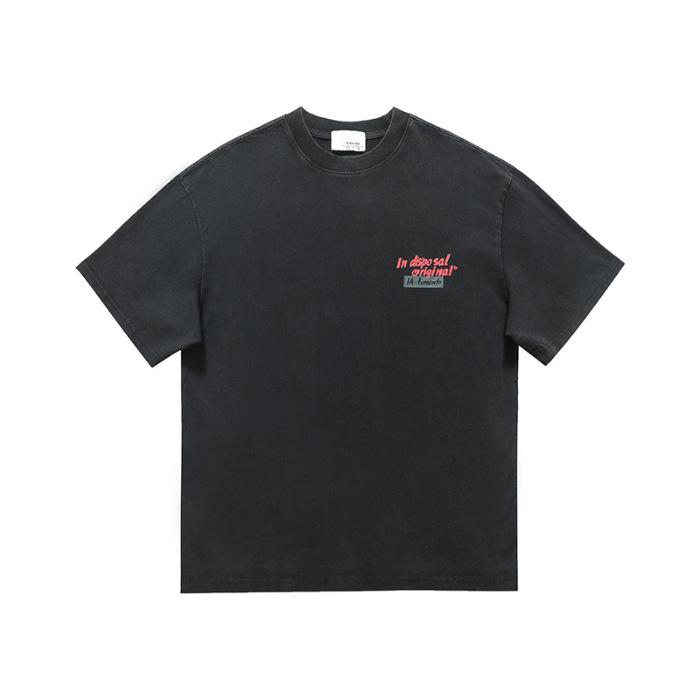 

Американский ретро тяжелый чистый хлопок с коротким рукавом мужская модная ленивая футболка свободного кроя на лето 3XL