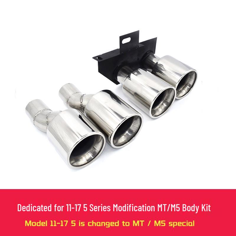 BMW 5 Series F10/F18 M5-Style Quad Exhaust Tailpipes, Stainless Steel & Carbon Fiber for 520, 525, 530li.