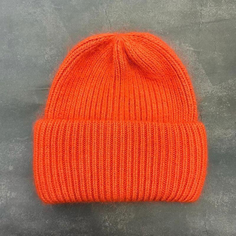Japans High-End neue Kaninchenfell-Strickwollmütze Damen Trend Herbst und Winter Kälteschutz Thermohülle Strickmütze