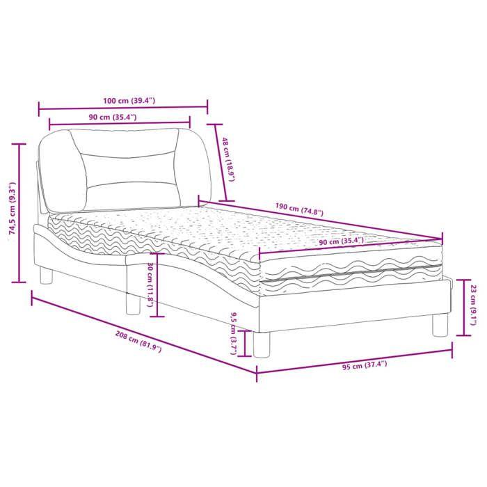 VidaXL Bed with Mattress Cappuccino 90x190 Cm Faux Leather 3208693