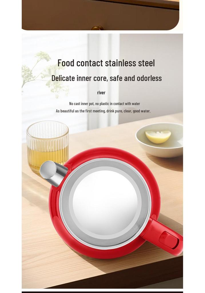 Wanlida Red Stainless Steel Smart Electric Kettle with Double-Layer Anti-Scald Insulation and Constant Temperature Control.