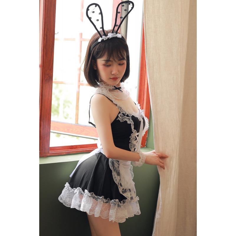 Pluss Størrelse Sexy Stuepike Kostyme Lingeri - Fargefast Fristende Nattøy