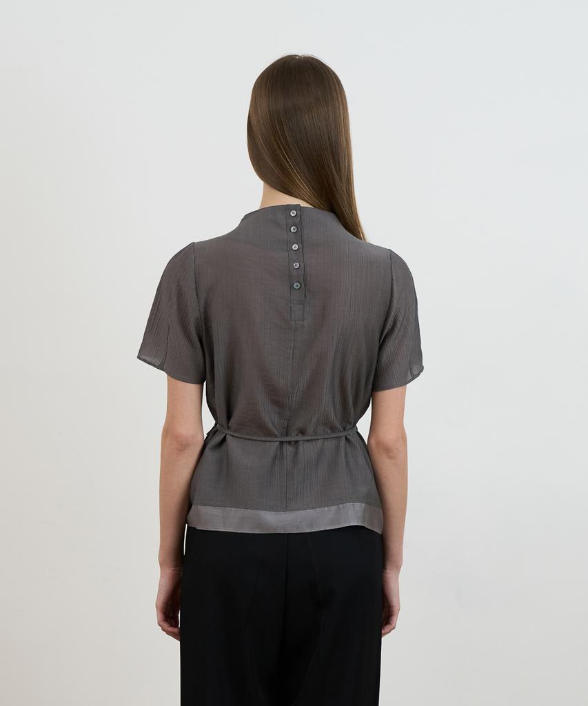 DEHEVE Drape Strap Blouse [Charcoal]