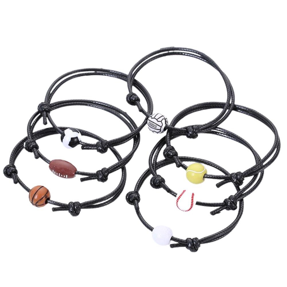 7Pcs Sports Ball Bracelet Basketball Soccer Volleyball Rugby Baseball Tennis Beads Bracelets Adjustable Inspirational