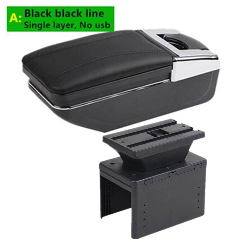 Universal Car Armrest Universal Model Armrest Box Auto Central Storage box with USB LED light Retrofit parts car accessories A black line No USB