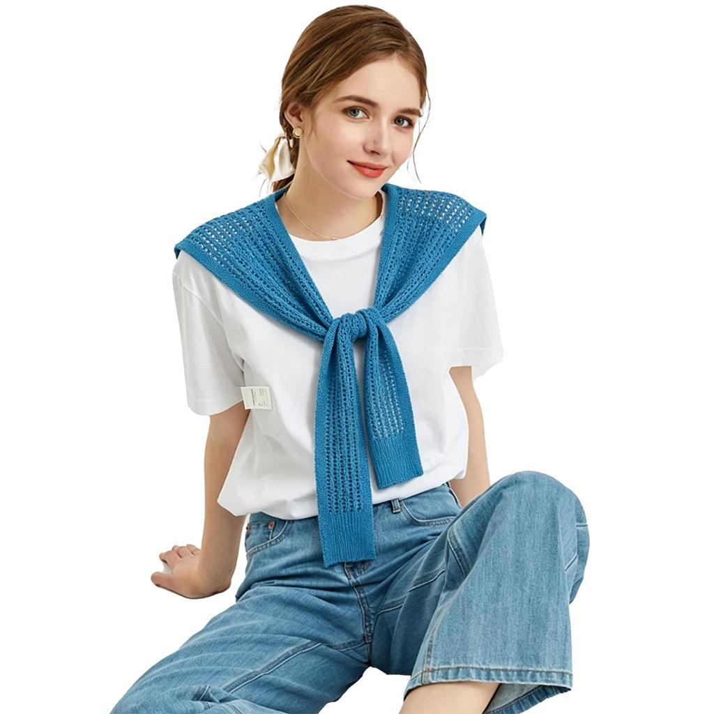 Knitted Hollow Out Shawl, Lightweight Breathable Neck Scarf Wrap for Women