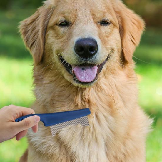 Pet Grooming Comb Stainless Steel Fine-Tooth Pet Hair Comb Multifunctional Flea Comb Debris And Tear Stain Removal Tool for Dogs Cats