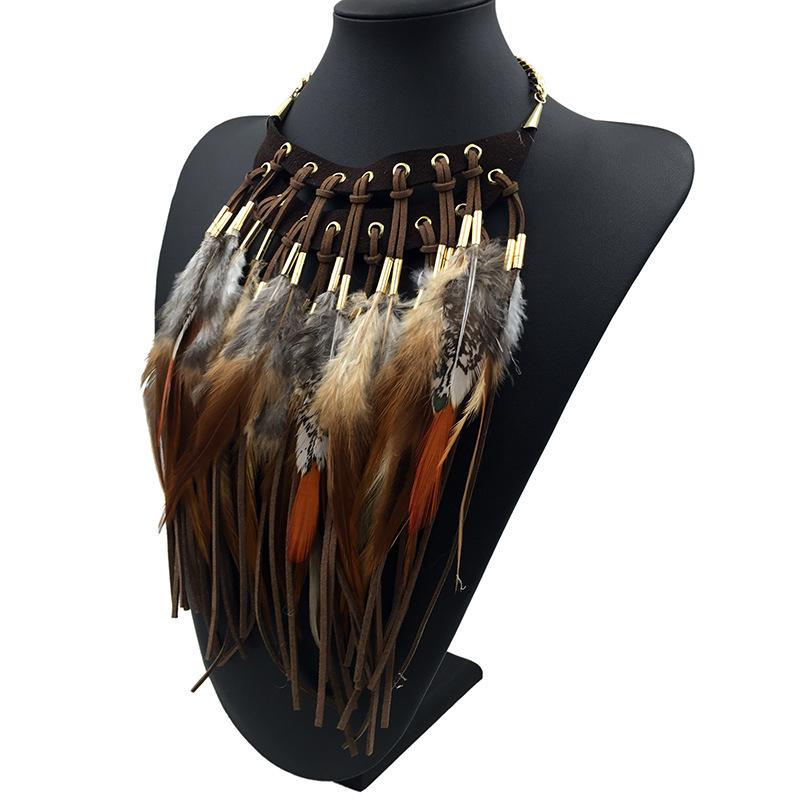 Multi-ethnic Elegant Fashion Statement Necklace  New Latest Design Choker Feather Necklaces & Pendants Women Bijoux Jewelry