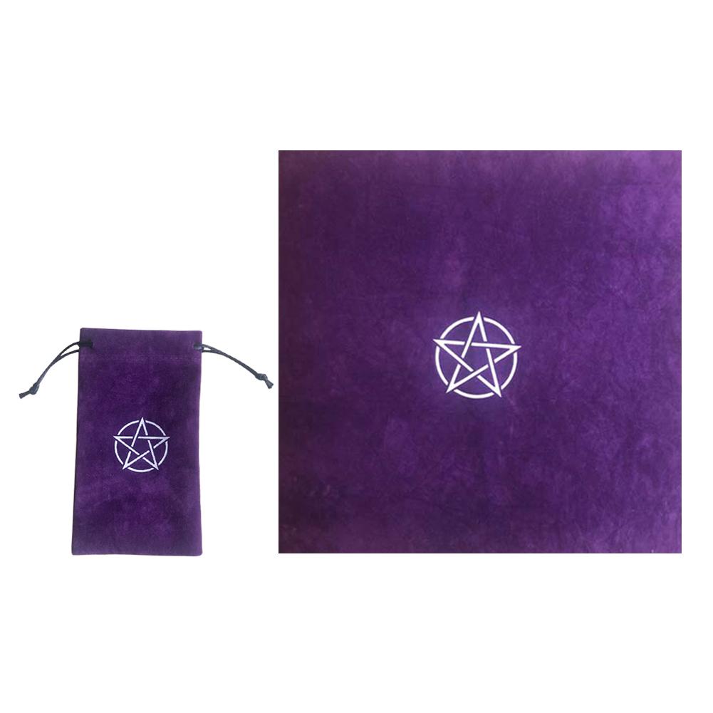 Pentagram Tarot Tablecloth with Bag Velvet Altar Tarot Cloth 50x50cm Divination Table Cloth Home Table Decoration