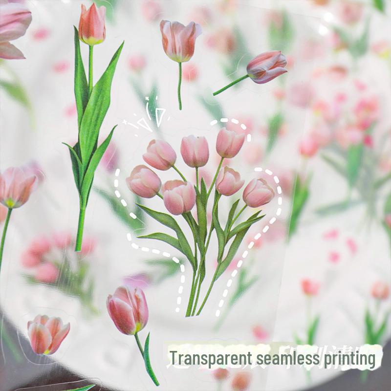 Sada samolepek na poznámkový blok Tulipán - PET Retro Plant Landscaping Decor