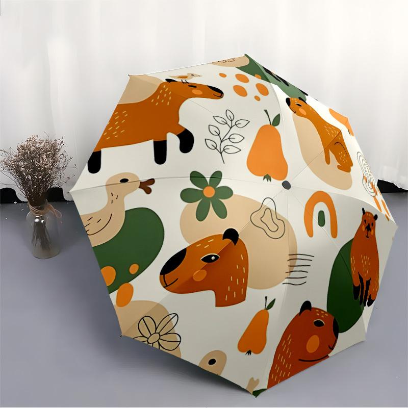1pc Capybara PatternAutomatic Open/close Folding Umbrella, Compact Portable Travel Umbrella, Perfect Birthday/Holiday, Cute Umbrella y049