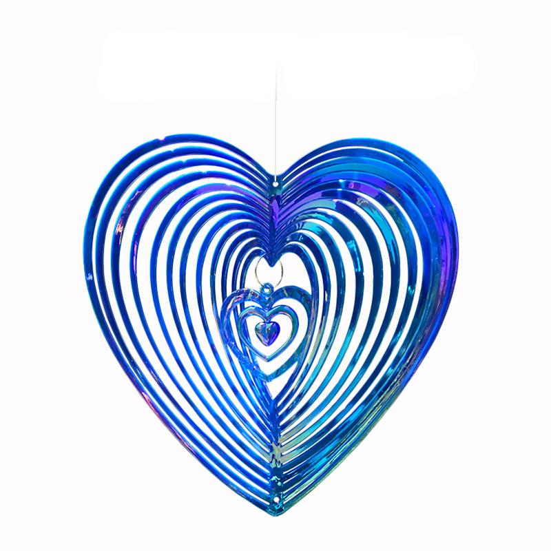 

3D Reflective Wind Spinner Colorful Butterfly Heart Shaped Garden Hanging Ornament Bird Repellent Decoration синій