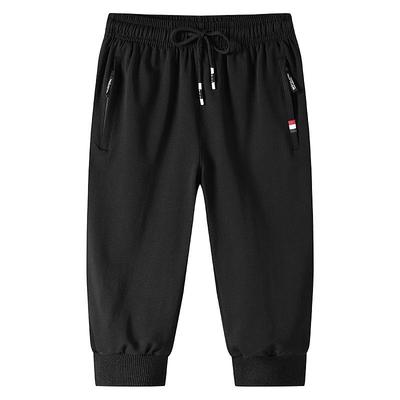 Pure Cotton Men's Summer New Casual Pants Men's Shorts Men's Solid Color Men's Sports Elastic Youth Cropped Pants