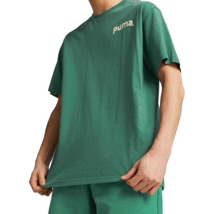 PUMA T Shirts Men's Dark Green Crew Neck Moderate Straight Fit 622536-37