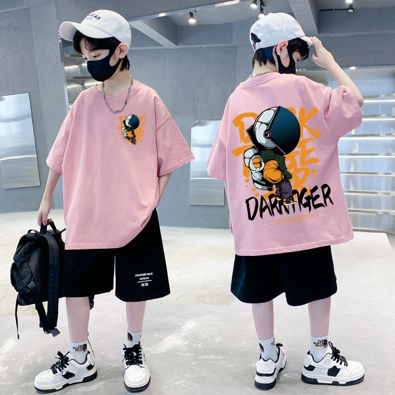 Summer children's clothing astronaut cartoon printed T-shirt street top children's boy and girl clothes short sleeved T-shirt