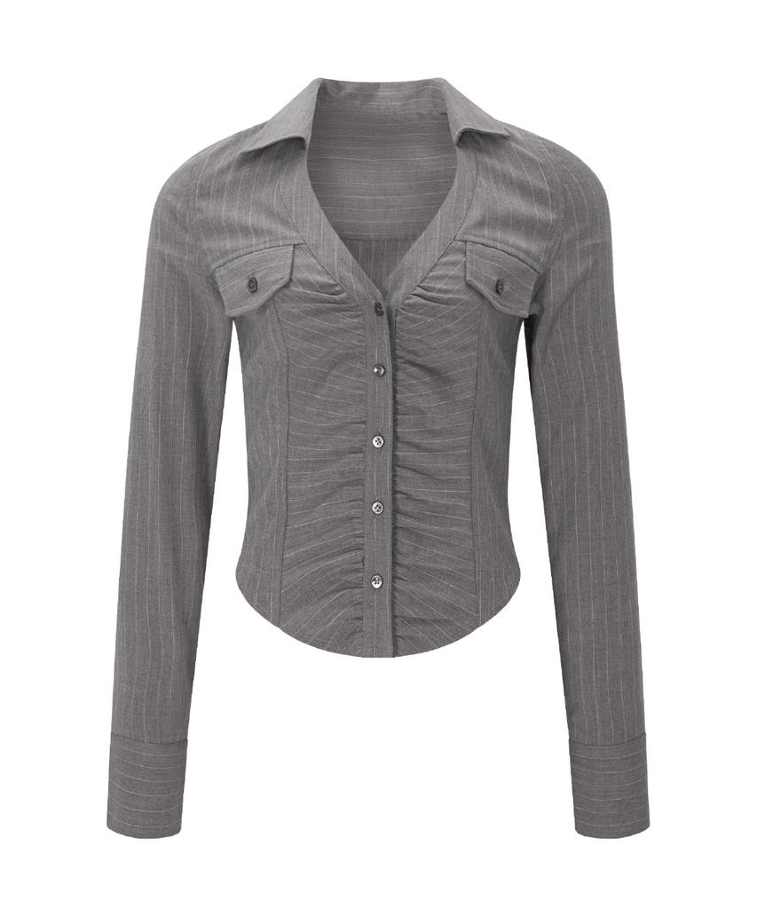 Peullijeunopallou Kayla Shirring Shirt Top (Mocha)