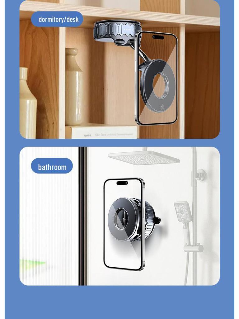 MagSafe Car Phone Holder with Metal Rod, Rotating, Folding, Anti-Shake Vacuum Suction Cup.